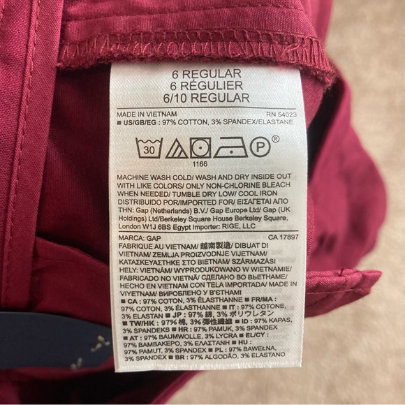 GAP FORMAL/WORK PANTS WOMENS Size 06 R Slim Crop Color Maroon Zipper Pockets NWT - Picture 15 of 16